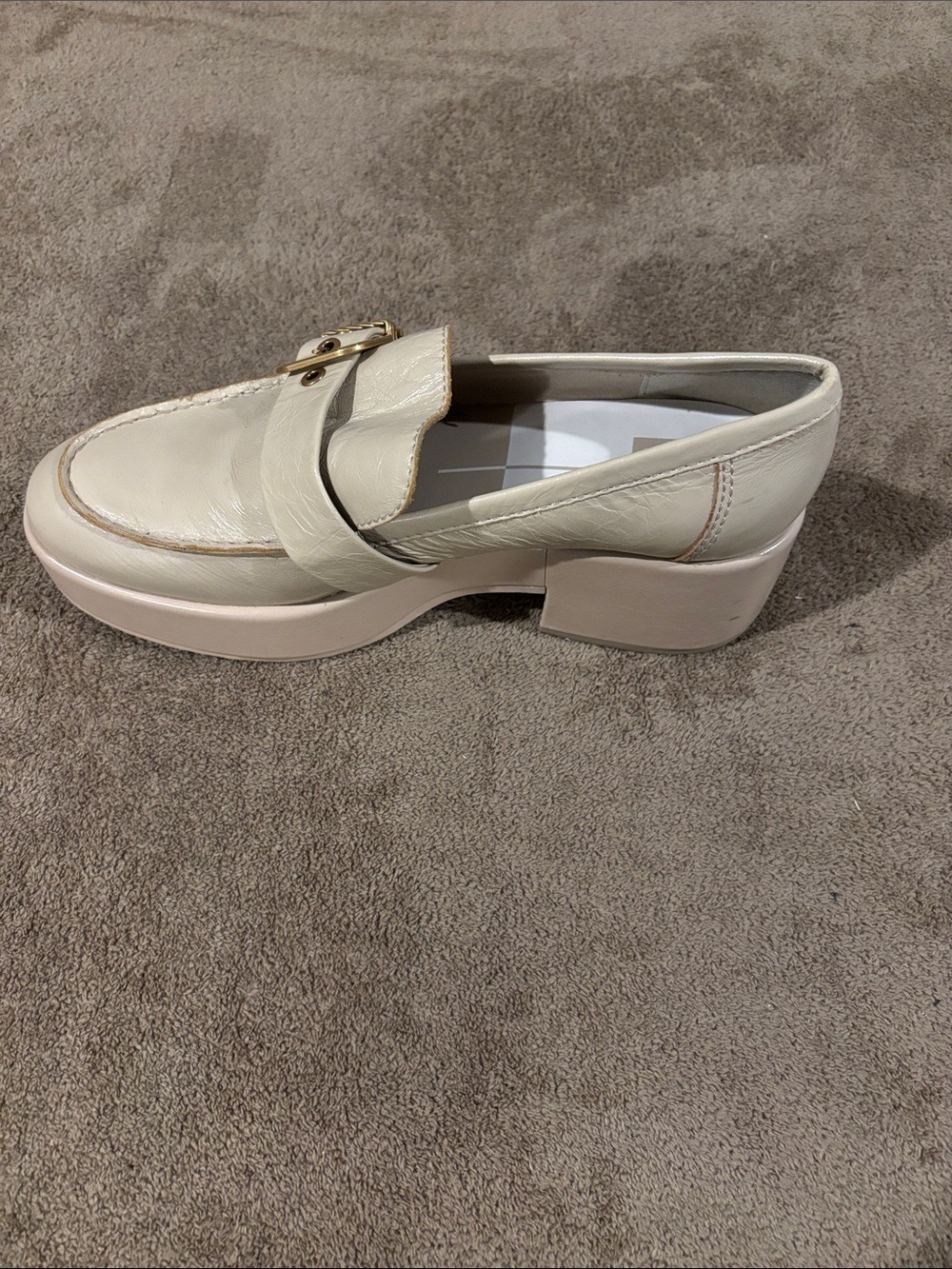 Women’s Cream Platform Loafer Heels - Picture 4 of 10